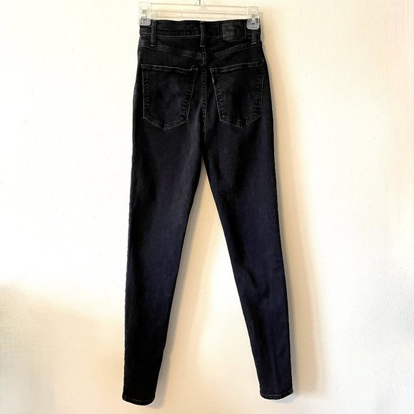 Levi's | Black Label Black Mile High Super Skinny Denim Jeans Sz 26 - Picture 5 of 10